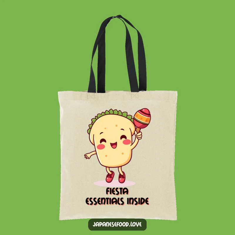 Funny Taco Tote Bag: Dancing Character with Maraca, Fiesta Carry-All Gift