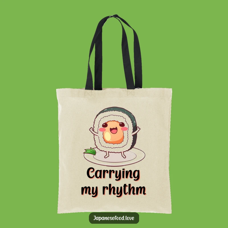 Funny Dancing Sushi Roll Tote: Happy Foodie Bag, Humorous Gift