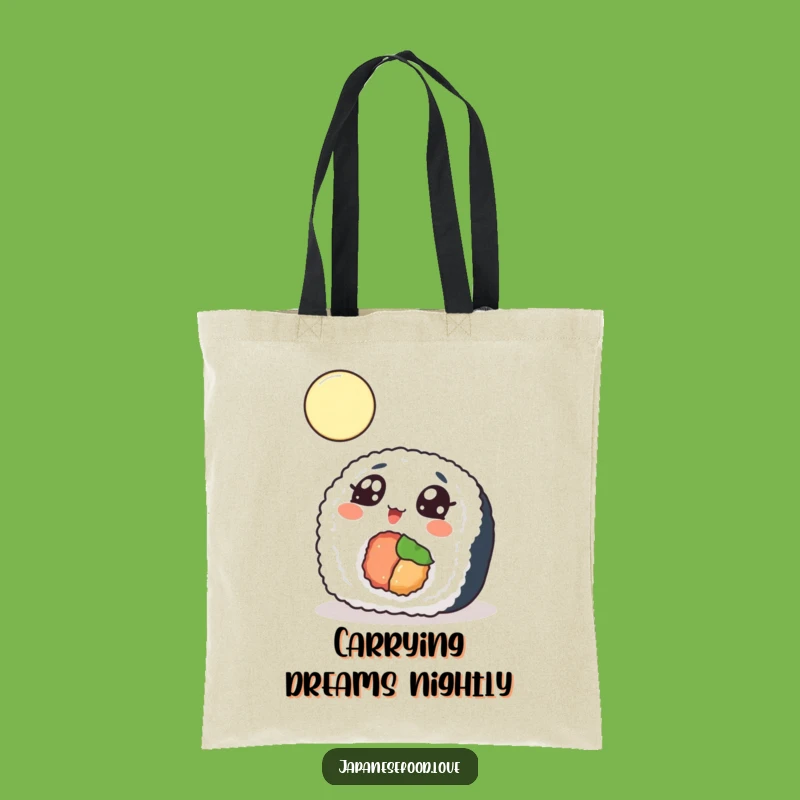 Funny Sushi Moon Tote Bag, Cosmic Foodie Accessory, Great Gift